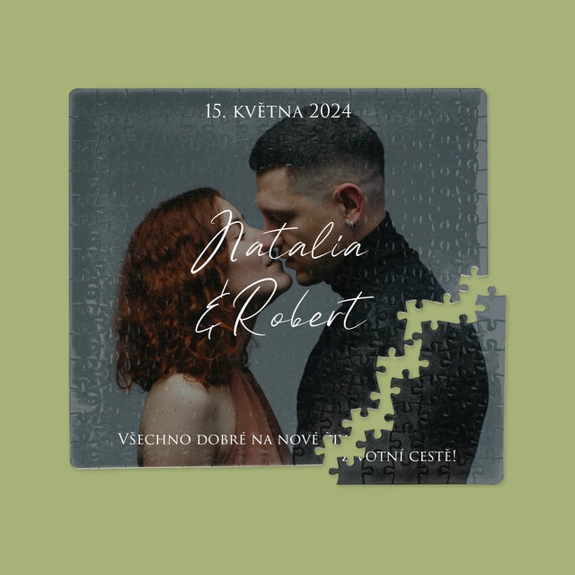 Fotka A Textem: Svatební Fotka Přání - Puzzle