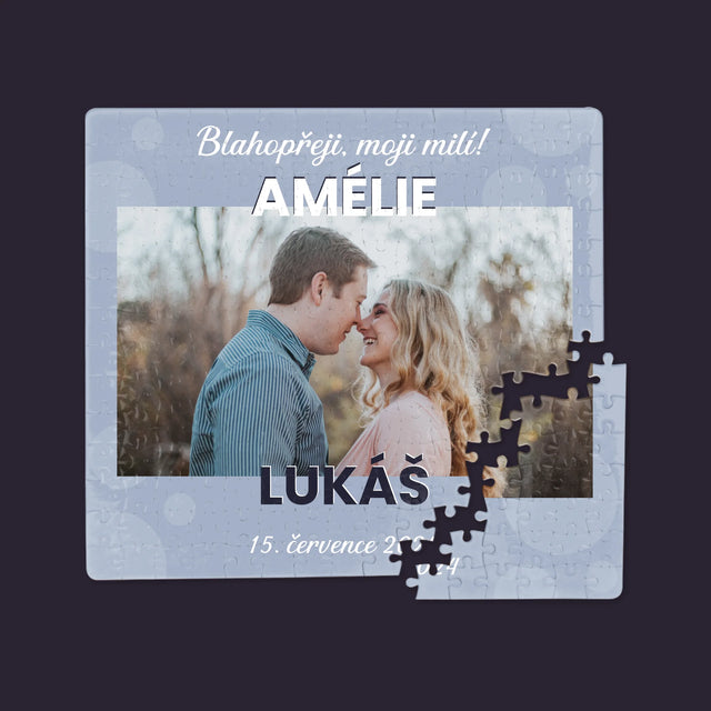 Fotka A Textem: Svatební Blahopřání - Puzzle