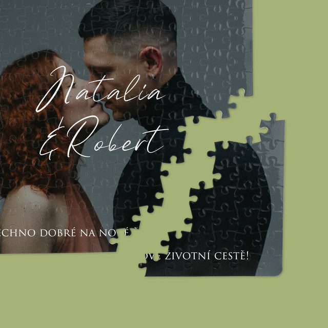 Fotka A Textem: Svatební Fotka Přání - Puzzle