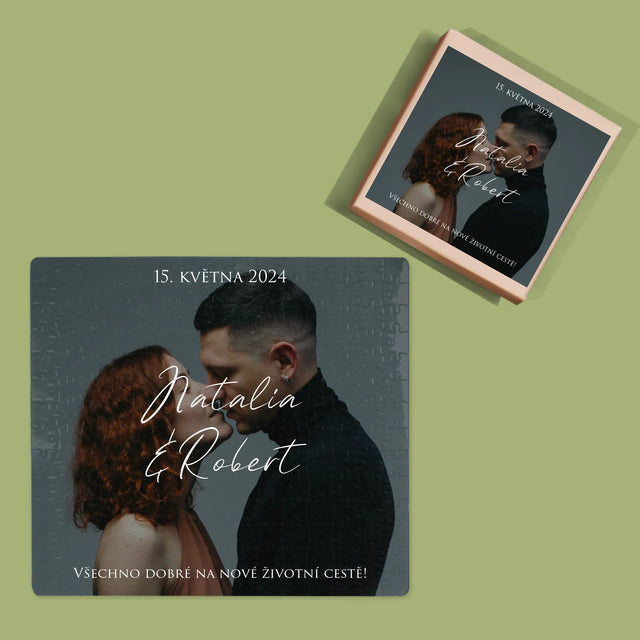 Fotka A Textem: Svatební Fotka Přání - Puzzle