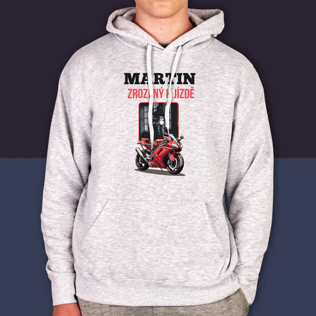 Fotka A Textem: Zrozený K Jízdě - Pánská Mikina S Kapuci