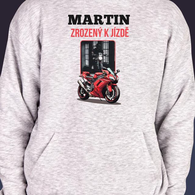 Fotka A Textem: Zrozený K Jízdě - Pánská Mikina S Kapuci