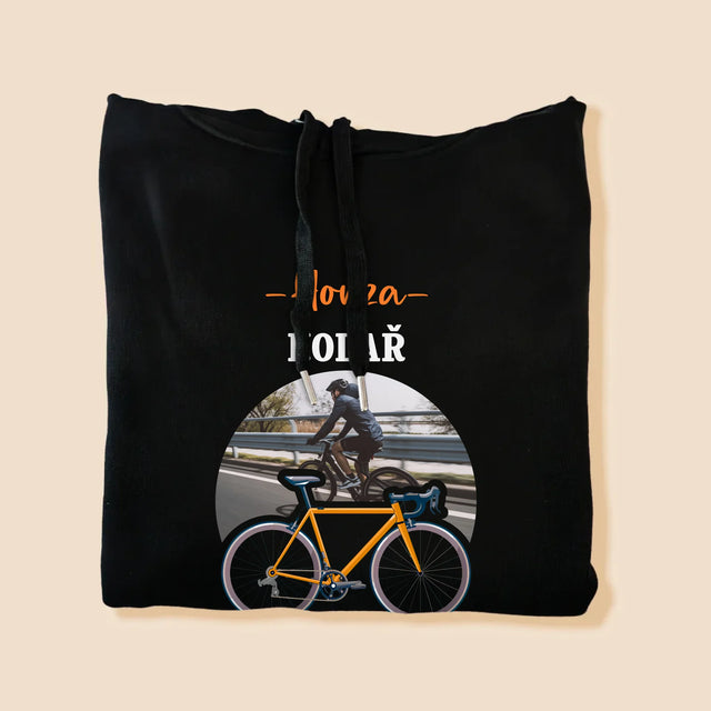 Fotografie a popisek: Medailový cyklista - pánská mikina s kapucí | Česká republika