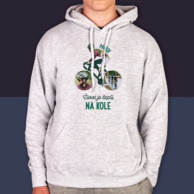 Tvar Z Fotek: Život Je Lepší Na Kole - Pánská Mikina S Kapuci