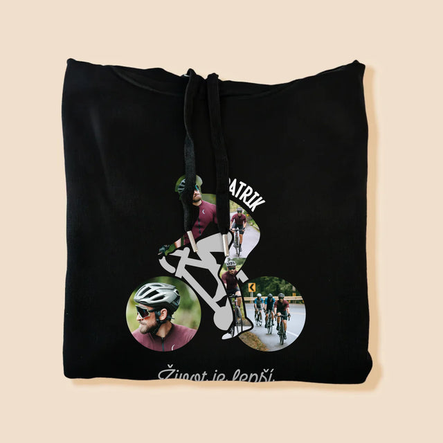 Tvar Z Fotek: Život Je Lepší Na Kole - Pánská Mikina S Kapuci