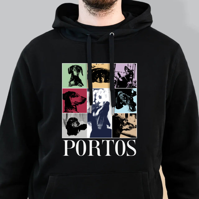 Fotokoláž: Štěně Jak Taylor - Pánská Mikina S Kapuci