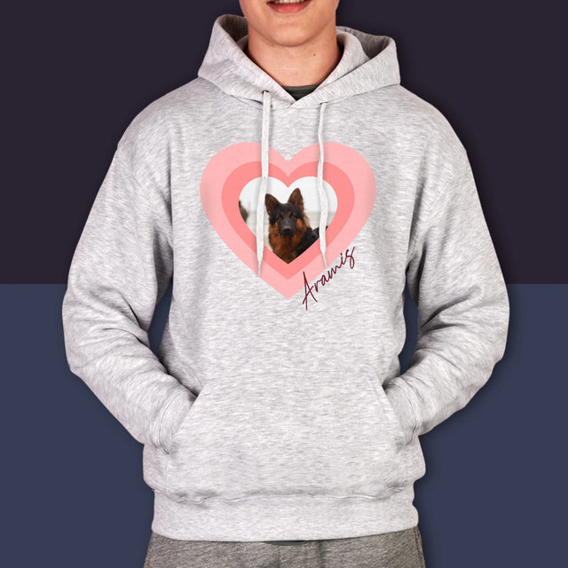 Fotka A Textem: Fotka Mazlíčka V Srdci - Pánská Mikina S Kapuci