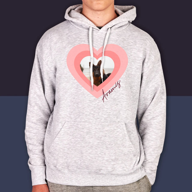 Fotka A Textem: Fotka Mazlíčka V Srdci - Pánská Mikina S Kapuci