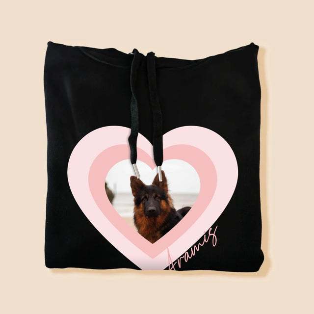 Fotka A Textem: Fotka Mazlíčka V Srdci - Pánská Mikina S Kapuci