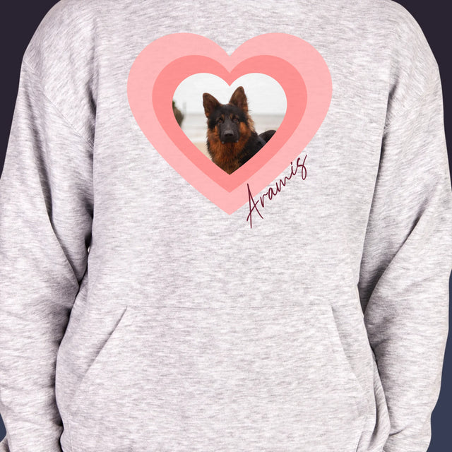 Fotka A Textem: Fotka Mazlíčka V Srdci - Pánská Mikina S Kapuci