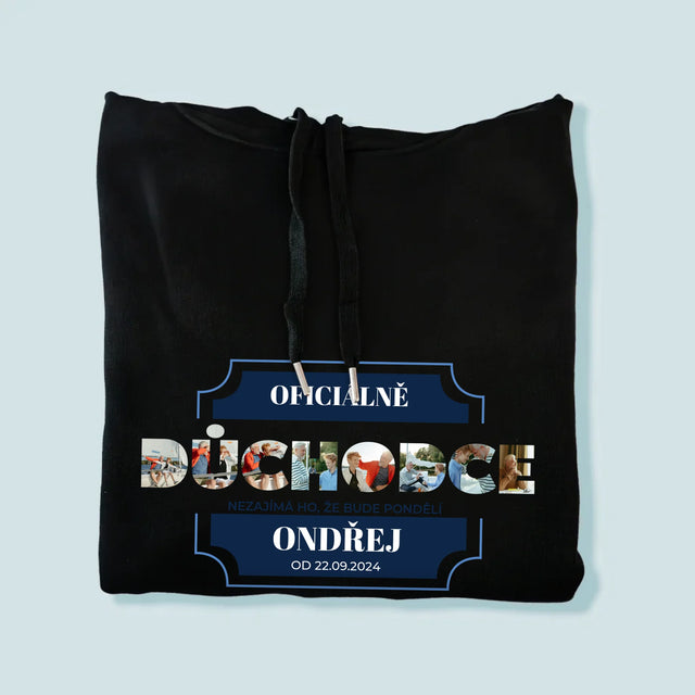 Slovo Z Fotek: Oficiálně Důchodce - Pánská Mikina S Kapuci