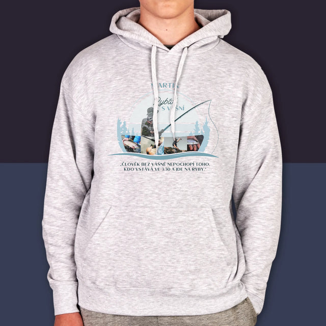 Tvar Z Fotek: Rybář S Vášní - Pánská Mikina S Kapuci