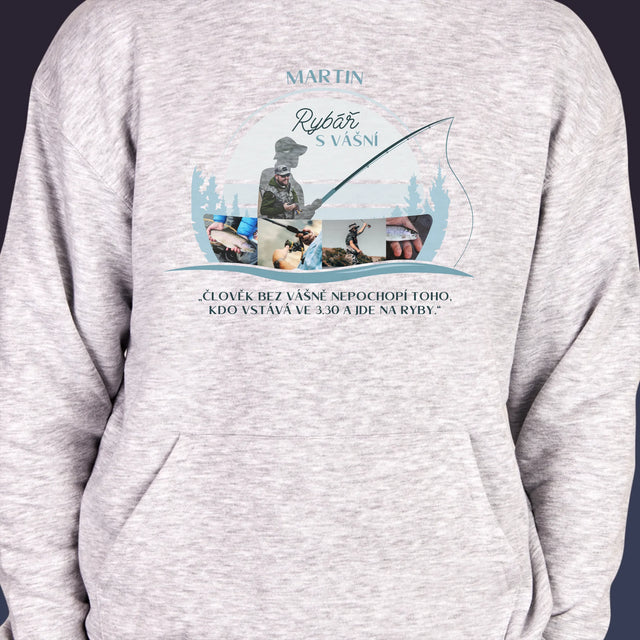 Tvar Z Fotek: Rybář S Vášní - Pánská Mikina S Kapuci
