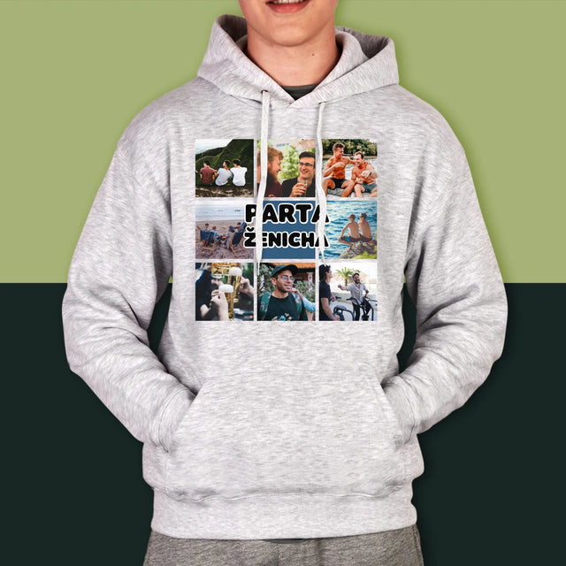 Fotokoláž: Parta Ženicha - Pánská Mikina S Kapuci