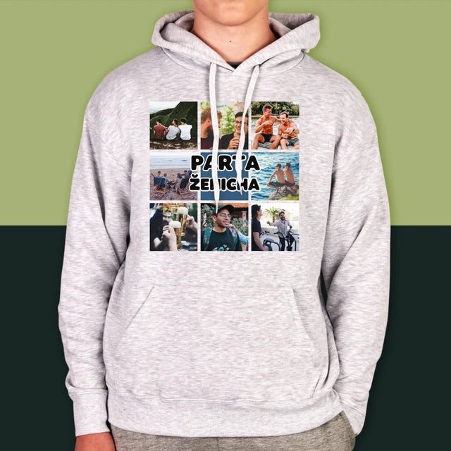 Fotokoláž: Parta Ženicha - Pánská Mikina S Kapuci