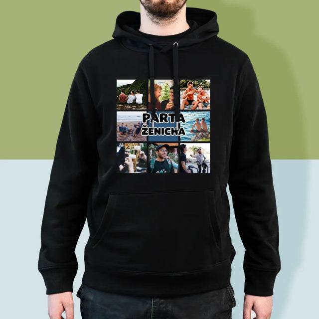 Fotokoláž: Parta Ženicha - Pánská Mikina S Kapuci