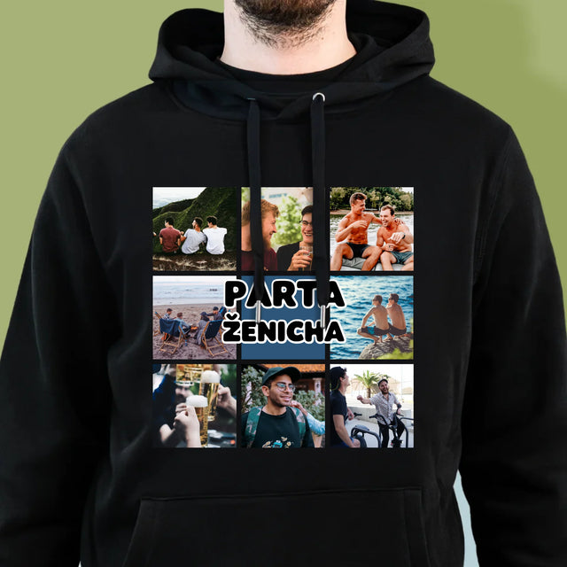 Fotokoláž: Parta Ženicha - Pánská Mikina S Kapuci