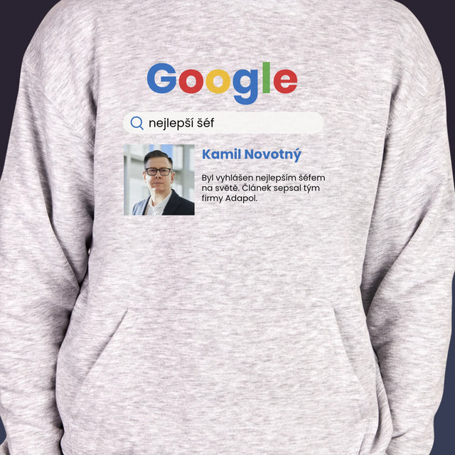 Fotka A Textem: Nejlepší Šéf Výsledek Google - Pánská Mikina S Kapuci