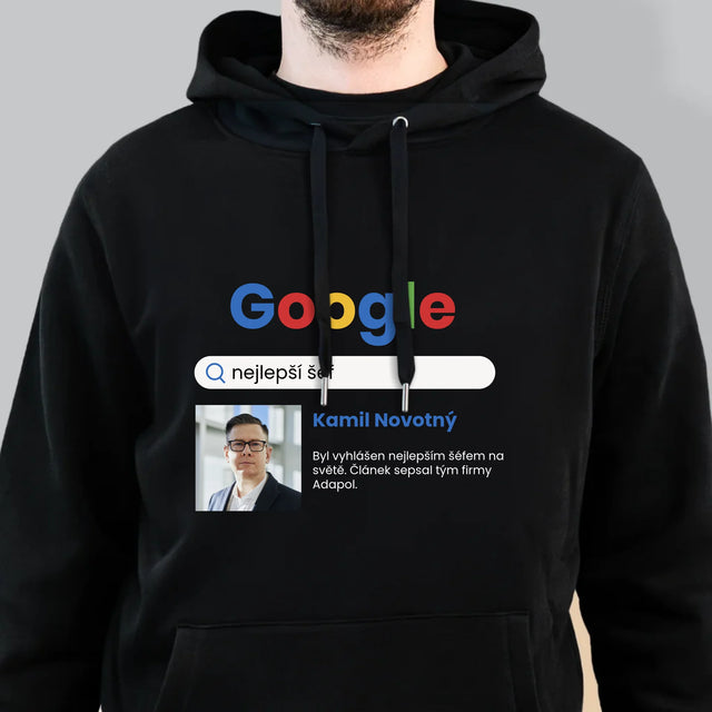Fotka A Textem: Nejlepší Šéf Výsledek Google - Pánská Mikina S Kapuci