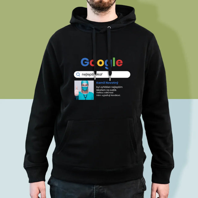 Fotka A Textem: Nejlepší Lékař Výsledek Google - Pánská Mikina S Kapuci