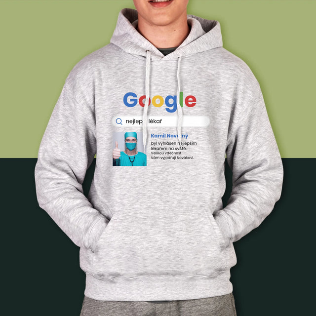 Fotka A Textem: Nejlepší Lékař Výsledek Google - Pánská Mikina S Kapuci