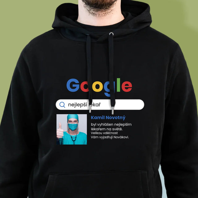 Fotka A Textem: Nejlepší Lékař Výsledek Google - Pánská Mikina S Kapuci