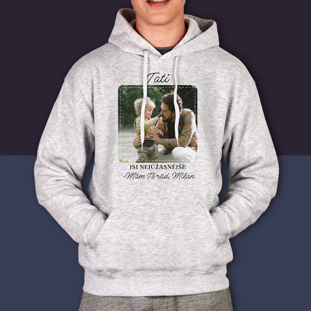 Fotka A Textem: Nejúžasnější Táta - Pánská Mikina S Kapuci