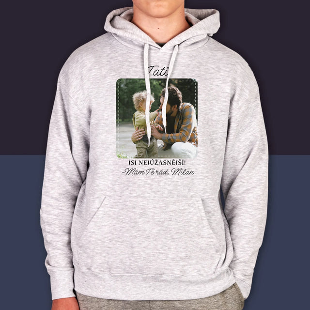 Fotka A Textem: Nejúžasnější Táta - Pánská Mikina S Kapuci