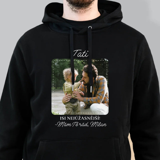 Fotka A Textem: Nejúžasnější Táta - Pánská Mikina S Kapuci