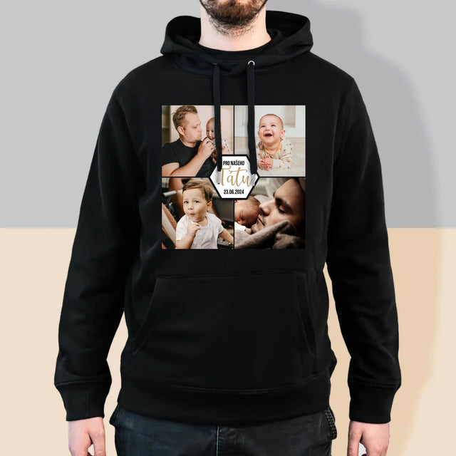 Fotokoláž: Pro Našeho Tátu - Pánská Mikina S Kapuci