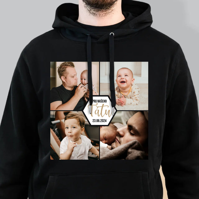 Fotokoláž: Pro Našeho Tátu - Pánská Mikina S Kapuci