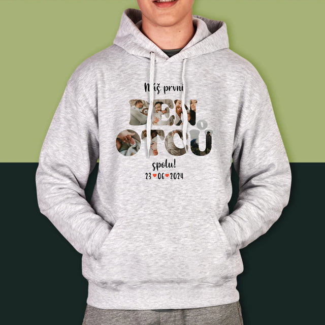 Slovo Z Fotek: Náš První Den Tátů - Pánská Mikina S Kapuci