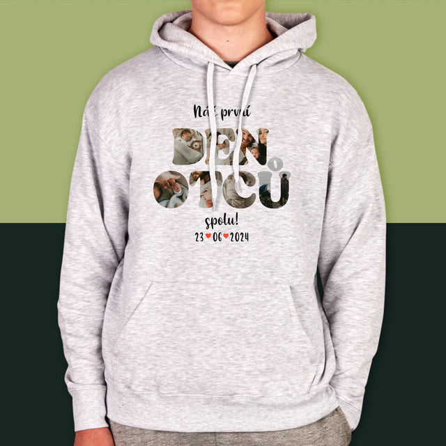 Slovo Z Fotek: Náš První Den Tátů - Pánská Mikina S Kapuci
