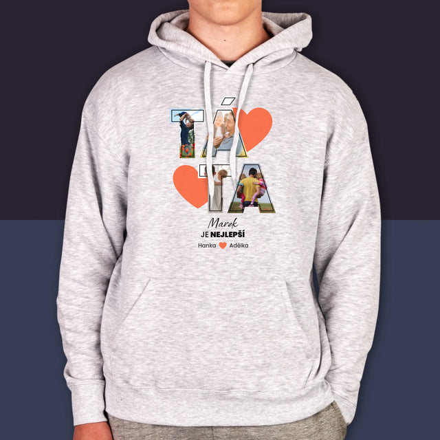 Fotokoláž: Táta Je Nejlepší - Pánská Mikina S Kapuci