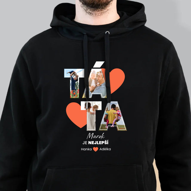 Fotokoláž: Táta Je Nejlepší - Pánská Mikina S Kapuci
