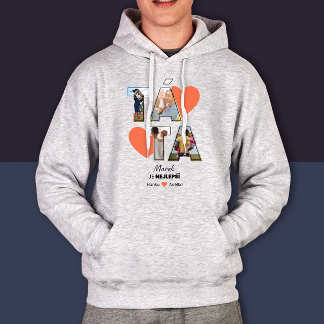 Fotokoláž: Táta Je Nejlepší - Pánská Mikina S Kapuci