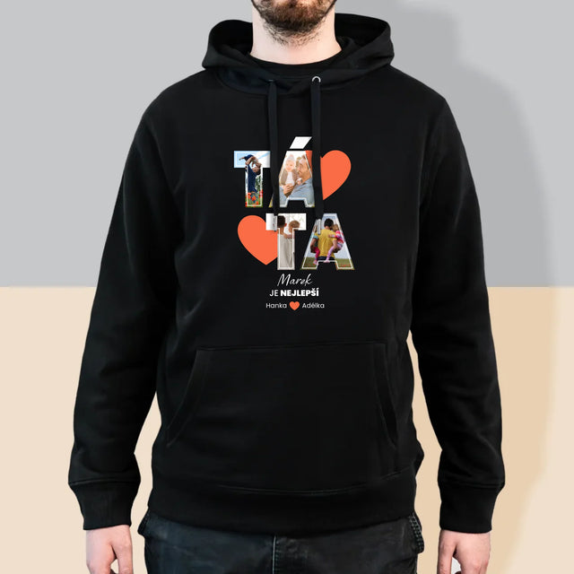 Fotokoláž: Táta Je Nejlepší - Pánská Mikina S Kapuci