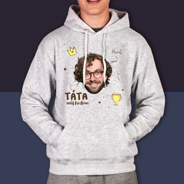Fotka A Textem: Hrdina Táta - Pánská Mikina S Kapuci