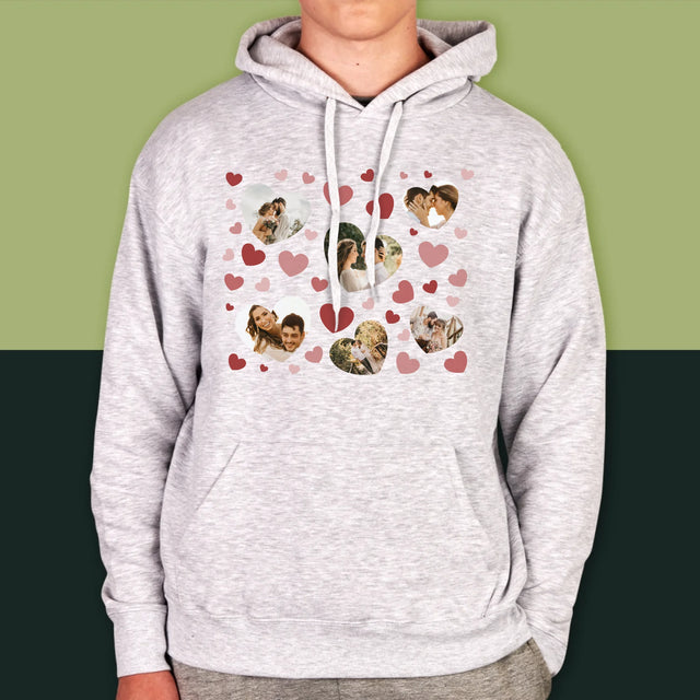 Fotokoláž: Srdce Fotka - Pánská Mikina S Kapuci