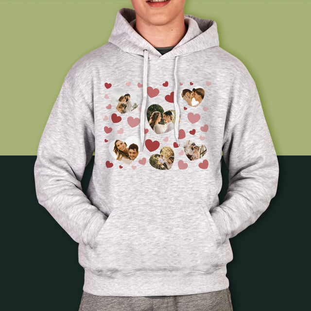 Fotokoláž: Srdce Fotka - Pánská Mikina S Kapuci