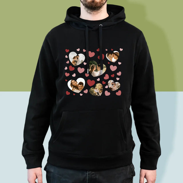 Fotokoláž: Srdce Fotka - Pánská Mikina S Kapuci