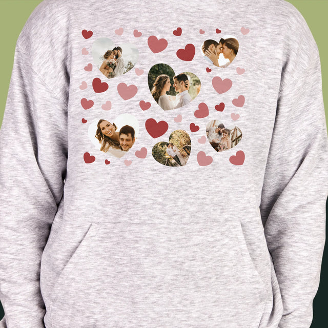 Fotokoláž: Srdce Fotka - Pánská Mikina S Kapuci