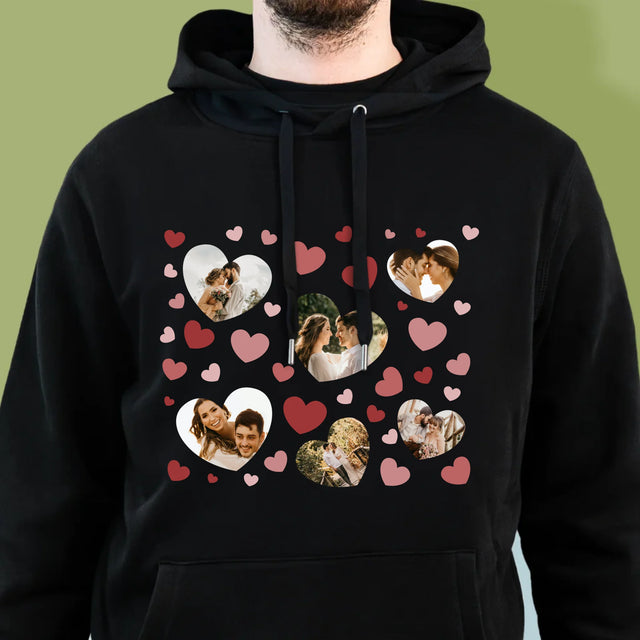 Fotokoláž: Srdce Fotka - Pánská Mikina S Kapuci