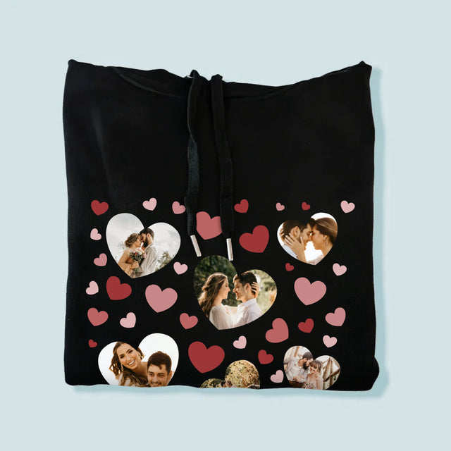 Fotokoláž: Srdce Fotka - Pánská Mikina S Kapuci