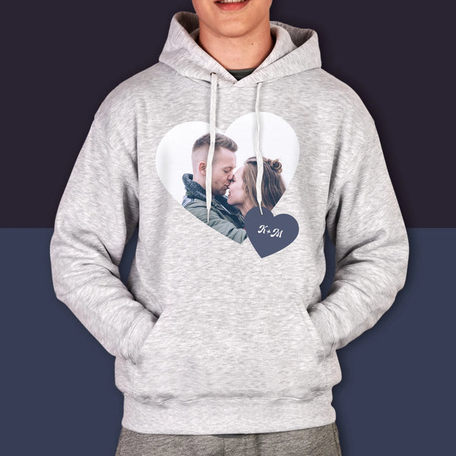 Fotokoláž: Iniciály Srdce - Pánská Mikina S Kapuci