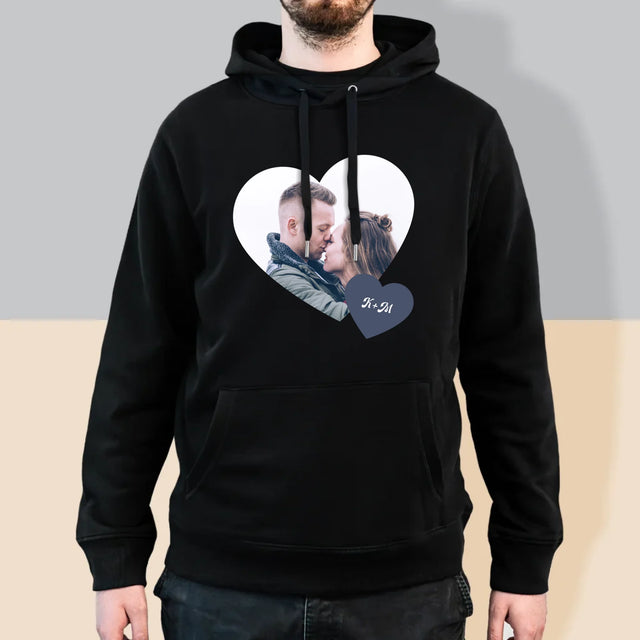 Fotokoláž: Iniciály Srdce - Pánská Mikina S Kapuci