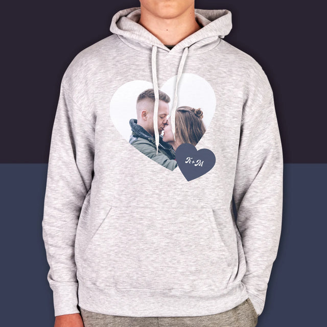 Fotokoláž: Iniciály Srdce - Pánská Mikina S Kapuci
