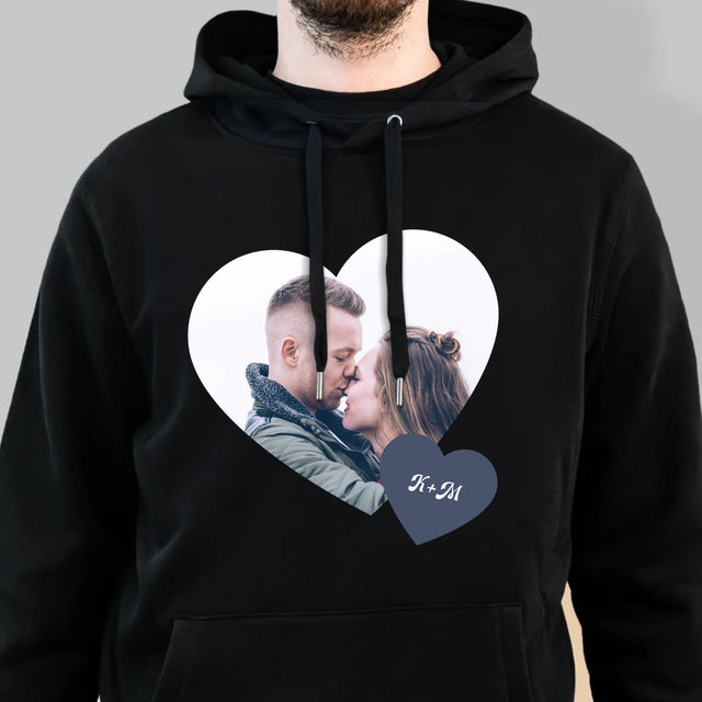 Fotokoláž: Iniciály Srdce - Pánská Mikina S Kapuci