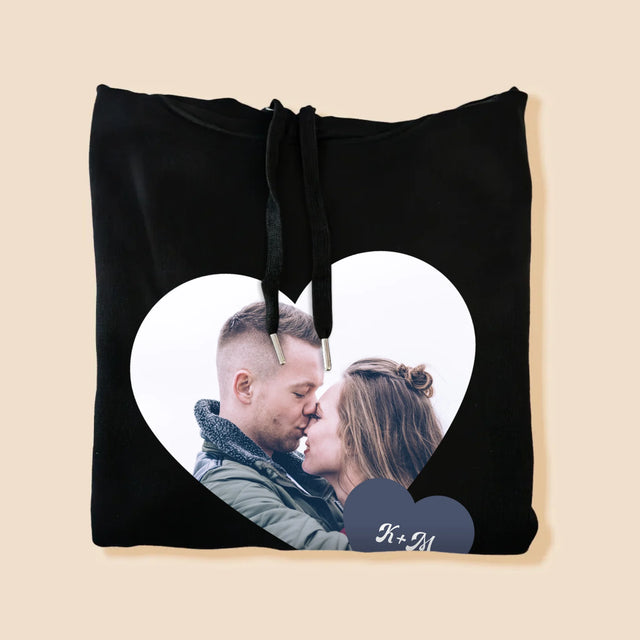 Fotokoláž: Iniciály Srdce - Pánská Mikina S Kapuci