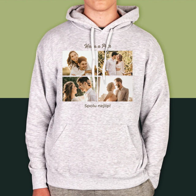 Fotokoláž: Spolu Nejlíp Koláž Z Fotografií - Pánská Mikina S Kapuci